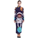 Boy Spaceman Space Rocket Ufo Planets Stars Turtleneck Maxi Dress
