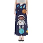 Boy Spaceman Space Rocket Ufo Planets Stars Full Length Maxi Skirt