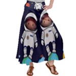 Boy Spaceman Space Rocket Ufo Planets Stars Women s Satin Palazzo Pants