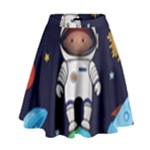 Boy Spaceman Space Rocket Ufo Planets Stars High Waist Skirt