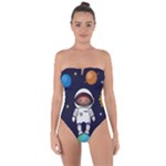 Boy Spaceman Space Rocket Ufo Planets Stars Tie Back One Piece Swimsuit