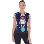 Boy Spaceman Space Rocket Ufo Planets Stars Short Sleeve Sports Top 