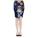 Boy Spaceman Space Rocket Ufo Planets Stars Midi Wrap Pencil Skirt