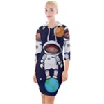 Boy Spaceman Space Rocket Ufo Planets Stars Quarter Sleeve Hood Bodycon Dress