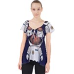 Boy Spaceman Space Rocket Ufo Planets Stars Lace Front Dolly Top
