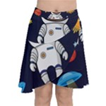 Boy Spaceman Space Rocket Ufo Planets Stars Chiffon Wrap Front Skirt