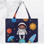 Boy Spaceman Space Rocket Ufo Planets Stars Zipper Medium Tote Bag