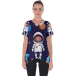 Boy Spaceman Space Rocket Ufo Planets Stars Cut Out Side Drop T-Shirt