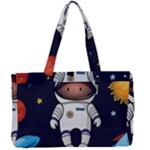 Boy Spaceman Space Rocket Ufo Planets Stars Canvas Work Bag