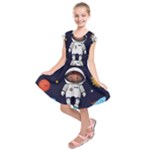 Boy Spaceman Space Rocket Ufo Planets Stars Kids  Short Sleeve Dress