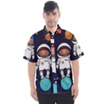 Boy Spaceman Space Rocket Ufo Planets Stars Men s Short Sleeve Shirt
