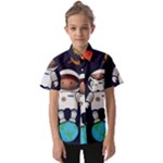 Boy Spaceman Space Rocket Ufo Planets Stars Kids  Short Sleeve Shirt