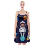 Boy Spaceman Space Rocket Ufo Planets Stars Spaghetti Strap Velvet Dress
