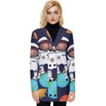 Boy Spaceman Space Rocket Ufo Planets Stars Button Up Hooded Coat 