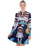 Boy Spaceman Space Rocket Ufo Planets Stars Long Sleeve Panel Dress