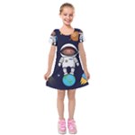 Boy Spaceman Space Rocket Ufo Planets Stars Kids  Short Sleeve Velvet Dress