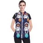 Boy Spaceman Space Rocket Ufo Planets Stars Women s Puffer Vest
