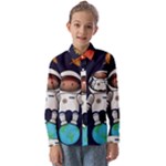 Boy Spaceman Space Rocket Ufo Planets Stars Kids  Long Sleeve Shirt