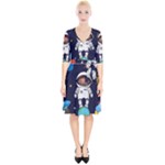Boy Spaceman Space Rocket Ufo Planets Stars Wrap Up Cocktail Dress