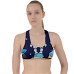 Boy Spaceman Space Rocket Ufo Planets Stars Criss Cross Racerback Sports Bra