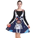 Boy Spaceman Space Rocket Ufo Planets Stars Plunge Pinafore Dress