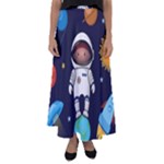 Boy Spaceman Space Rocket Ufo Planets Stars Flared Maxi Skirt