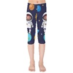 Boy Spaceman Space Rocket Ufo Planets Stars Kids  Capri Leggings 