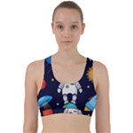 Boy Spaceman Space Rocket Ufo Planets Stars Back Weave Sports Bra