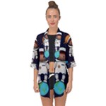 Boy Spaceman Space Rocket Ufo Planets Stars Open Front Chiffon Kimono