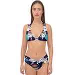 Boy Spaceman Space Rocket Ufo Planets Stars Double Strap Halter Bikini Set