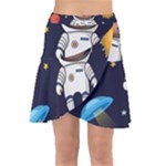 Boy Spaceman Space Rocket Ufo Planets Stars Wrap Front Skirt