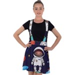 Boy Spaceman Space Rocket Ufo Planets Stars Velvet Suspender Skater Skirt