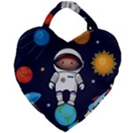Boy Spaceman Space Rocket Ufo Planets Stars Giant Heart Shaped Tote