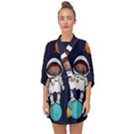 Boy Spaceman Space Rocket Ufo Planets Stars Half Sleeve Chiffon Kimono