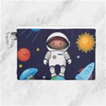 Boy Spaceman Space Rocket Ufo Planets Stars Canvas Cosmetic Bag (Large)