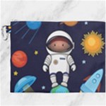 Boy Spaceman Space Rocket Ufo Planets Stars Canvas Cosmetic Bag (XXXL)