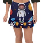 Boy Spaceman Space Rocket Ufo Planets Stars Fishtail Mini Chiffon Skirt
