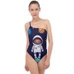 Boy Spaceman Space Rocket Ufo Planets Stars Classic One Shoulder Swimsuit