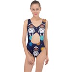 Boy Spaceman Space Rocket Ufo Planets Stars Center Cut Out Swimsuit