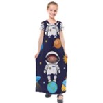Boy Spaceman Space Rocket Ufo Planets Stars Kids  Short Sleeve Maxi Dress