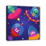 Cartoon Funny Aliens With Ufo Duck Starry Sky Set Mini Canvas 6  x 6  (Stretched)