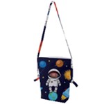 Boy Spaceman Space Rocket Ufo Planets Stars Folding Shoulder Bag