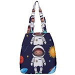 Boy Spaceman Space Rocket Ufo Planets Stars Center Zip Backpack