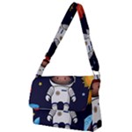 Boy Spaceman Space Rocket Ufo Planets Stars Full Print Messenger Bag (S)