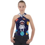 Boy Spaceman Space Rocket Ufo Planets Stars Cross Neck Velour Top