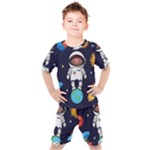 Boy Spaceman Space Rocket Ufo Planets Stars Kids  T-Shirt and Shorts Set