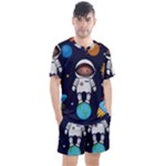 Boy Spaceman Space Rocket Ufo Planets Stars Men s Mesh T-Shirt and Shorts Set