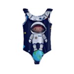 Boy Spaceman Space Rocket Ufo Planets Stars Kids  Frill Swimsuit
