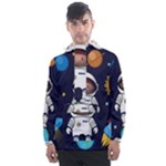 Boy Spaceman Space Rocket Ufo Planets Stars Men s Front Pocket Pullover Windbreaker