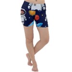 Boy Spaceman Space Rocket Ufo Planets Stars Lightweight Velour Yoga Shorts